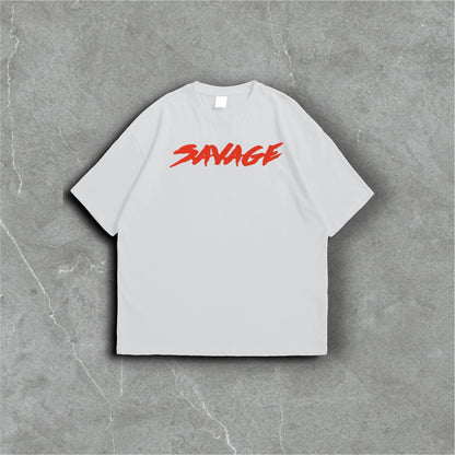 SAVAGE OVERSIZE PREMIUM WHITE TEES ( UNISEX )